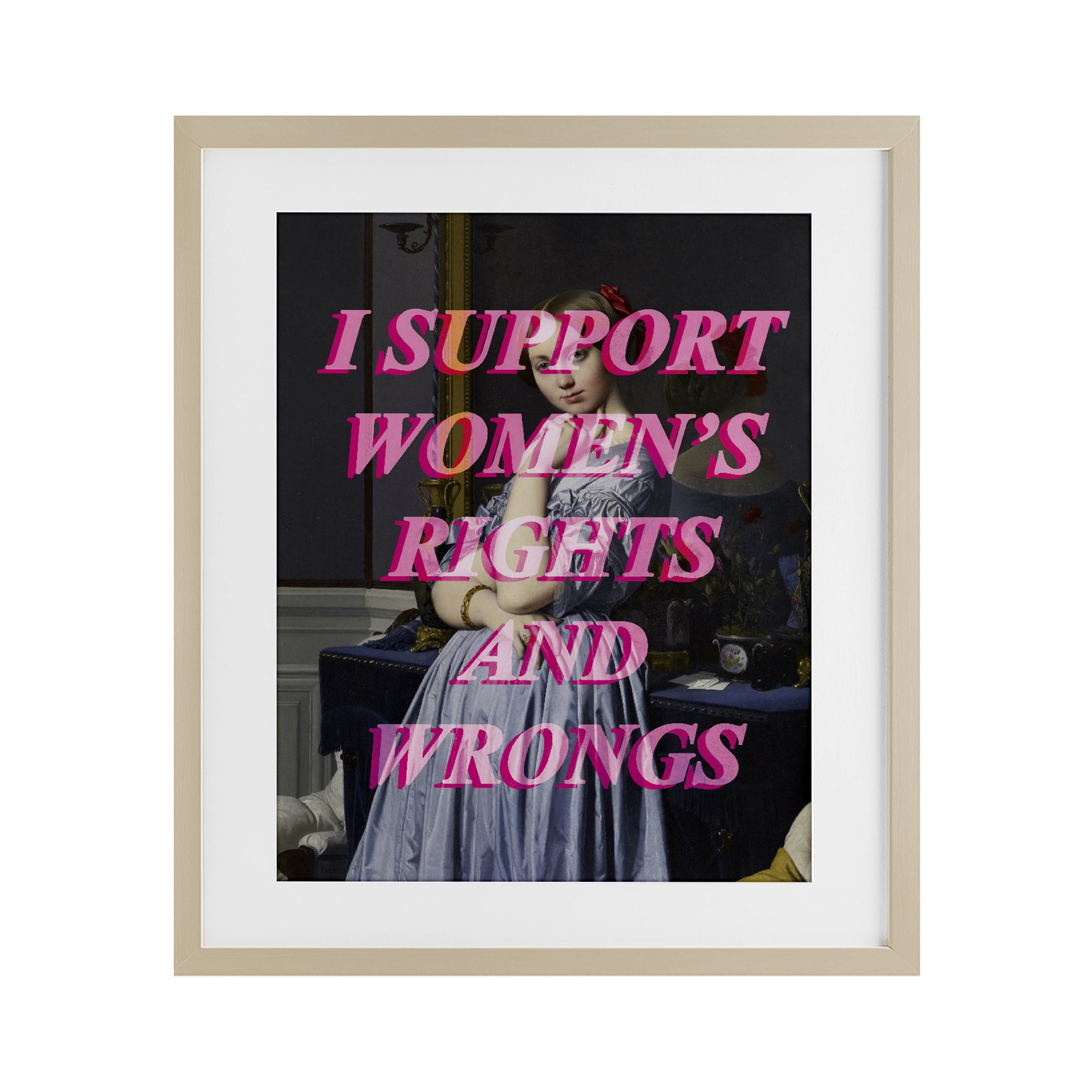 I Support Women's Rights & Wrongs Birch Framed Print Under Glass, design by Lil' Rue