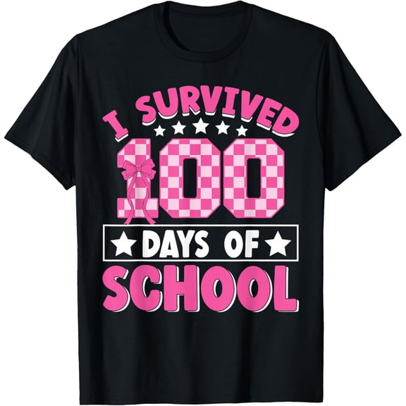 I Survived 100 Days of School Bows Teacher Student 100th Day Adult T-shirt