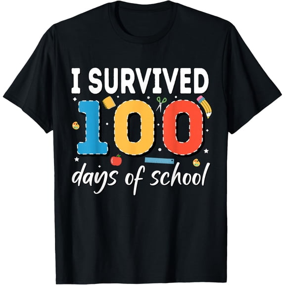 I Survived 100 Days of School Students Teachers 100th Days Adult T-shirt