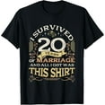 thumbnail image 1 of I Survived 20 Years Of Marriage Wedding 20th Anniversary T-ShirtMen's and women's gift, black and white T-shirt, size: Extra large S-4XL, 1 of 4