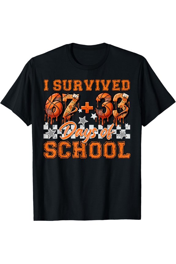 I Survived 67 33 Days of School Basketball 100th Day T-Shirt