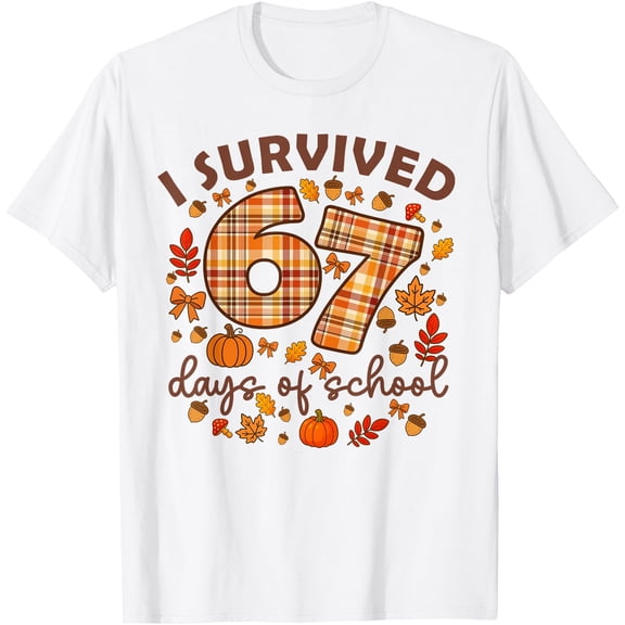 I Survived 67 Day of School Fall Teachers and Students T-Shirt Tops Tee