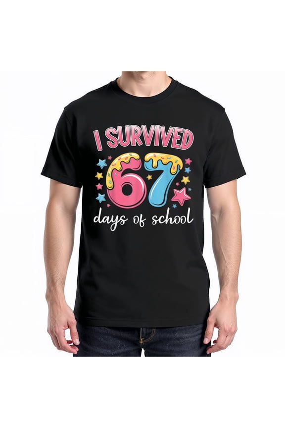 I Survived 67 Days Of School T-Shirt – School Humor Meme – Students and Teachers Fun Wear