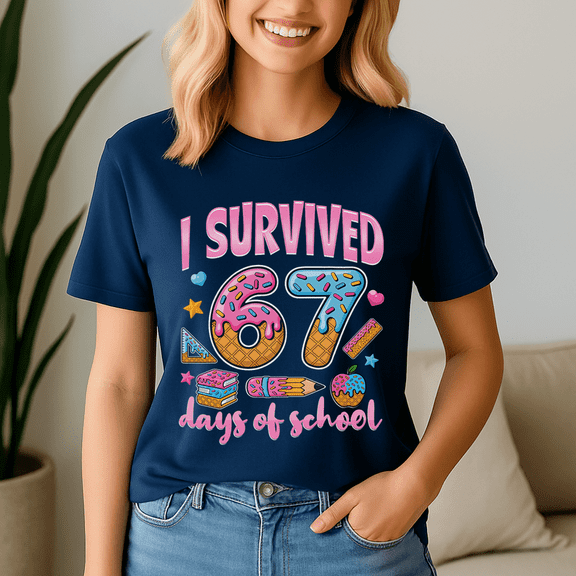 I Survived 67 Days of School, Funny Teacher School Shirt, Back to School Tshirt, Classroom Humor Tee, Teacher Student Gift