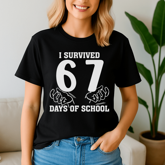 I Survived 67 Days of School, Funny Teacher School Shirt, Back to School Tshirt, Classroom Humor Tee, Teacher Student Gift