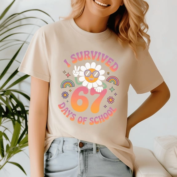 I Survived 67 Days of School, Funny Teacher School Shirt, Back to School Tshirt, Classroom Humor Tee, Teacher Student Gift