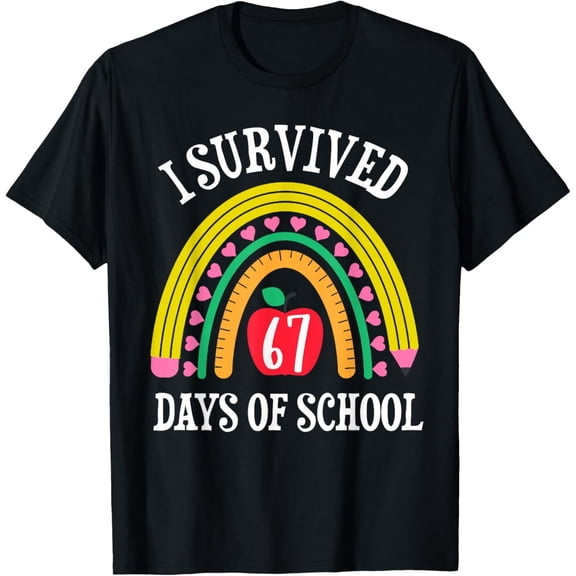 I Survived 67 Days of School Rainbow Six Seven 6 7 Meme GenZ Adult T-shirt