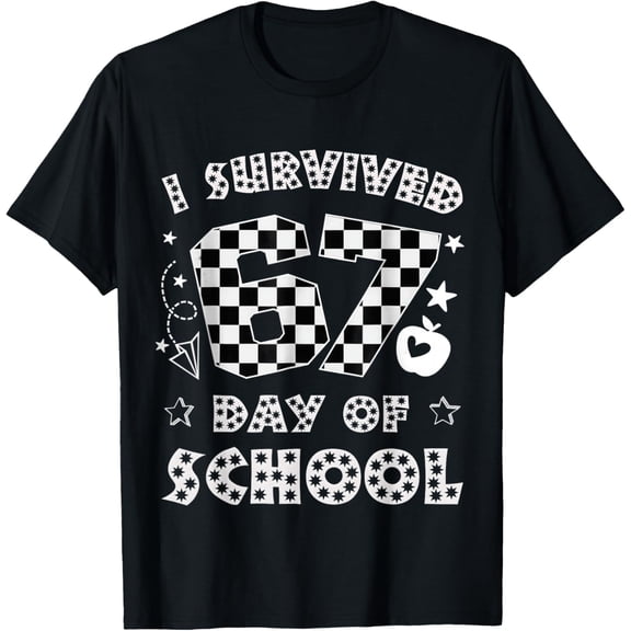 I Survived 67 Days of School Teacher Students 6 7 Meme Z Gen Adult T-shirt