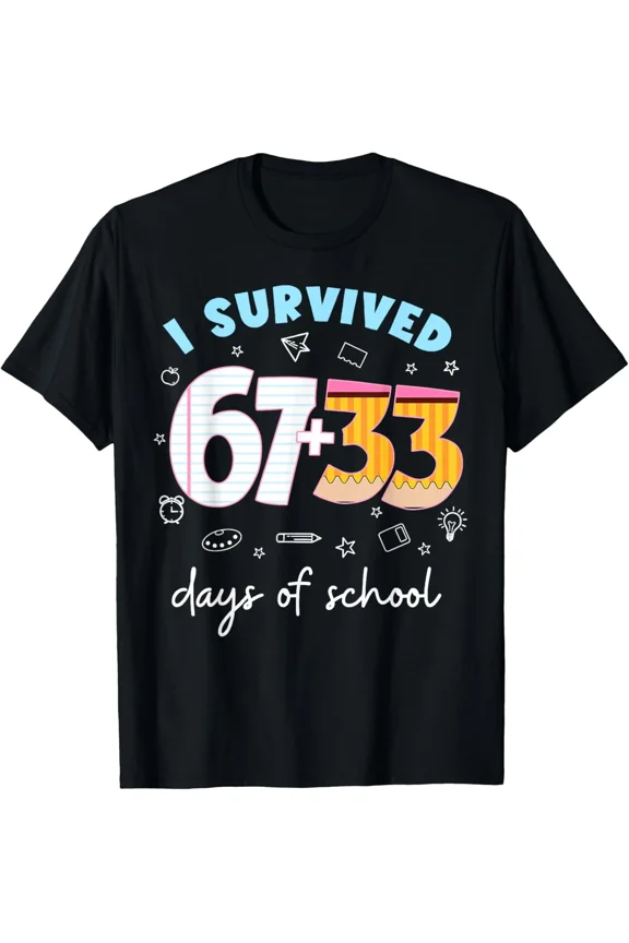 I Survived 67 Plus 33 Days of School 100th Day Student Gift Unisex T-Shirt ,up to size 5XL