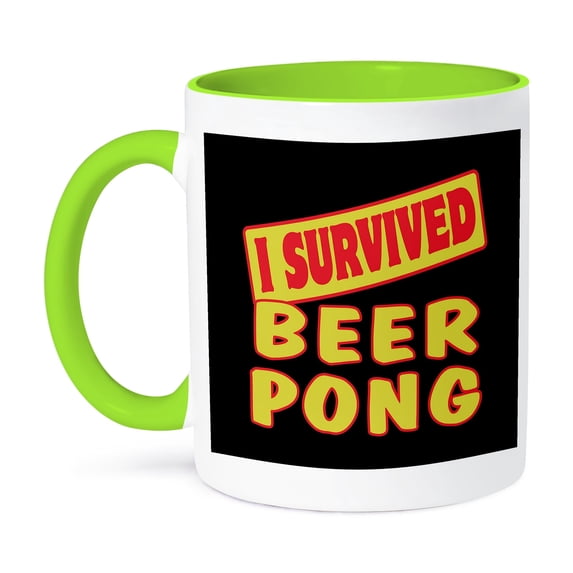 3dRose, I Survived Beer Pong Survial Pride And Humor Design, 11oz Two-Tone Green Mug
