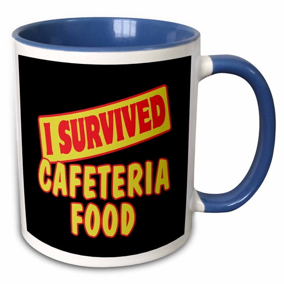 3drose, I Survived Cafeteria Food Survial Pride and Humor Design, 15oz Two-tone Blue Mug
