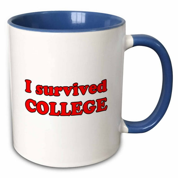 3drose, I Survived College Red, 11oz Two-tone Blue Mug
