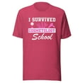 thumbnail image 1 of I Survived Cosmetology School Shirt, Unisex, Cosmetology Graduation Shirt, Cosmetologist Shirt, Cosmetology Student, Beauty School Grad (Heather Raspberry, M), 1 of 1