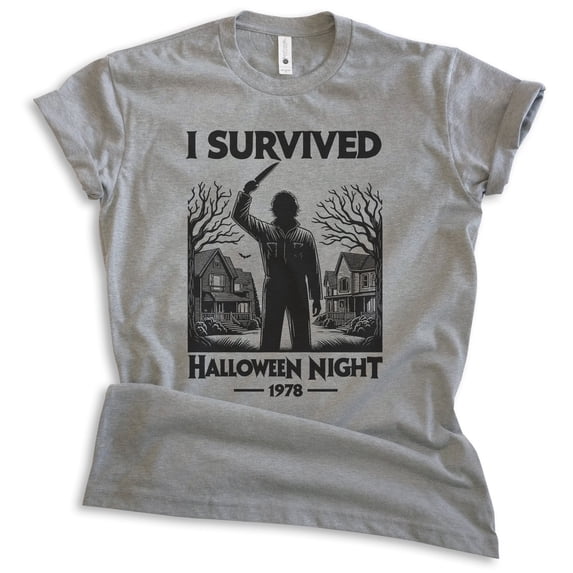 I Survived Halloween Night 1978 Shirt, Unisex Women's Men's, Horror Movie Classic Lover Halloween Gift, Dark Heather Gray, X-Small