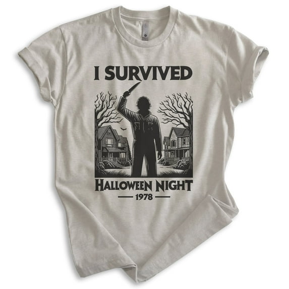 I Survived Halloween Night 1978 Shirt, Unisex Women's Men's, Horror Movie Classic Lover Halloween Gift, Light Silk Gray, X-Large