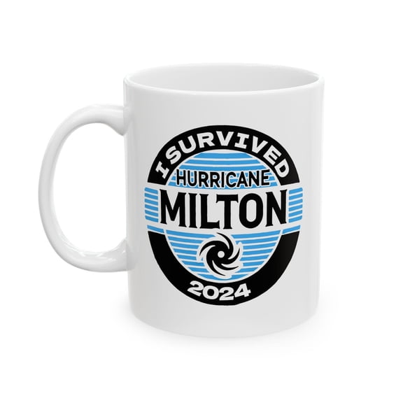 I Survived Hurricane 11 oz Coffee Mug - Funny Gift for Storm Survivors White Ceramic
