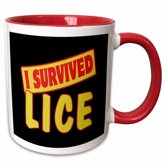 3drose, I Survived Lice Survial Pride and Humor Design, 15oz Two-tone Red Mug