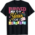 thumbnail image 1 of I Survived My 1st Year of Teaching New Teacher Gift T-ShirtMen and women, Black T-shirt, size: Extra large, 1 of 4