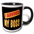thumbnail image 1 of 3drose, I Survived My Boss Survial Pride and Humor Design, 11oz Two-tone Black Mug, 1 of 6