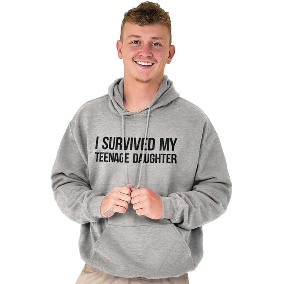 I Survived My Teenage Daughter Funny Unisex Plus Fleece Graphic Hoodie Brisco Brands 4X