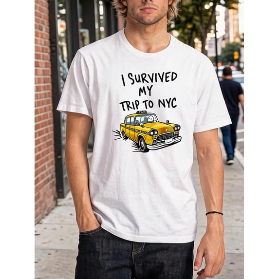 I Survived My Trip to NYC Shirt Funny New York City Taxi Graphic Tee Unisex Souvenir T-Shirt