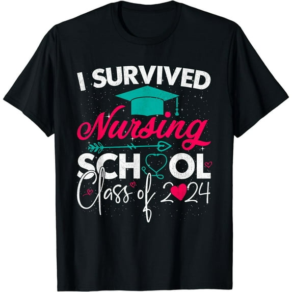 I Survived Nursing School Class Of 2024 Nurse Graduation T-Shirt