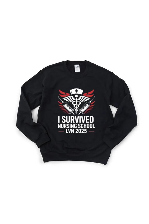 I Survived Nursing School LVN Class 2025 Nurse Graduation Medical Sweatshirt, for men & women, up to size 5XL