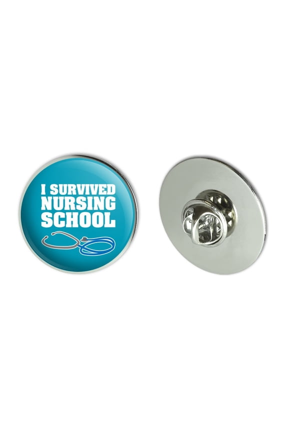 I Survived Nursing School Stethoscope RN Metal 1.1" Tie Tack Hat Lapel Pin Pinback