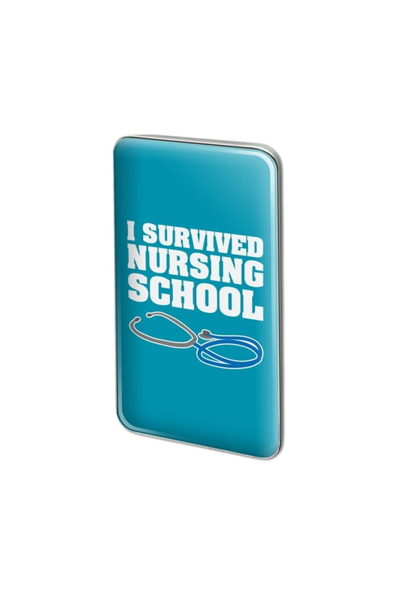 I Survived Nursing School Stethoscope RN Metal Rectangle Lapel Hat Pin Tie Tack Pinback