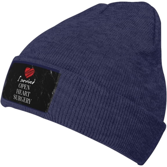 I Survived Open Heart Surgery Knit Cap for Men Women Winter Warm Knit Beanie Hat Black
