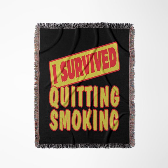 I Survived Quitting Smoking Survial Pride And Humor Design, Woven Blanket