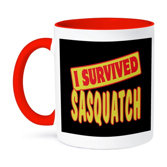 3dRose, I Survived Sasquatch Survial Pride And Humor Design, 15oz Two-Tone Red Mug
