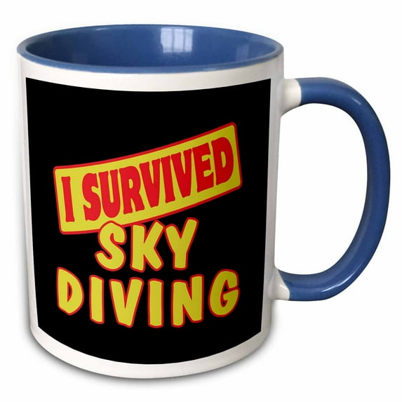 3drose, I Survived Skydiving Survial Pride and Humor Design, 15oz Two-tone Blue Mug