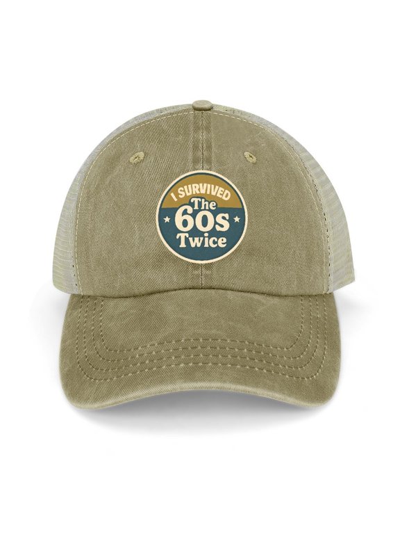 I Survived The 60S Twice Khaki Baseball Cap for Men Women, Adjustable Snapback Hats Trucker Hat
