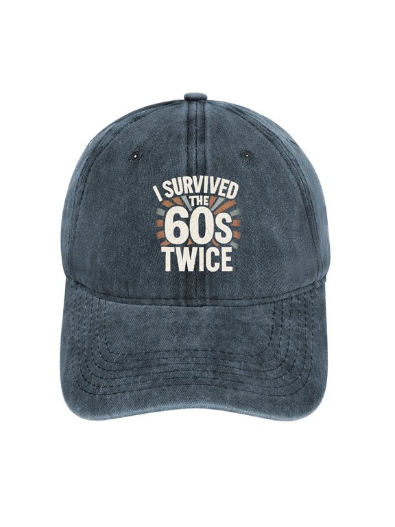 I Survived The 60S Twice Navy Adjustable Baseball Cap for Men Women, Classic Casual Snapback Hat
