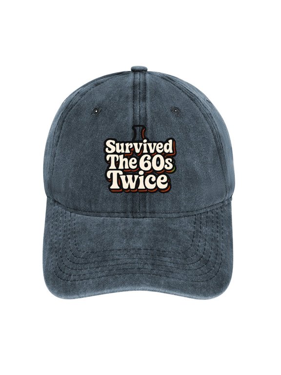 I Survived The 60S Twice Navy Baseball Cap for Men Women, Adjustable Snapback Hats Cotton Hat