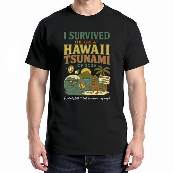 I Survived The Great Hawaii Tsunami Of 2025 T-Shirt – Resilience & Adventure Theme – Unisex Casual Wear