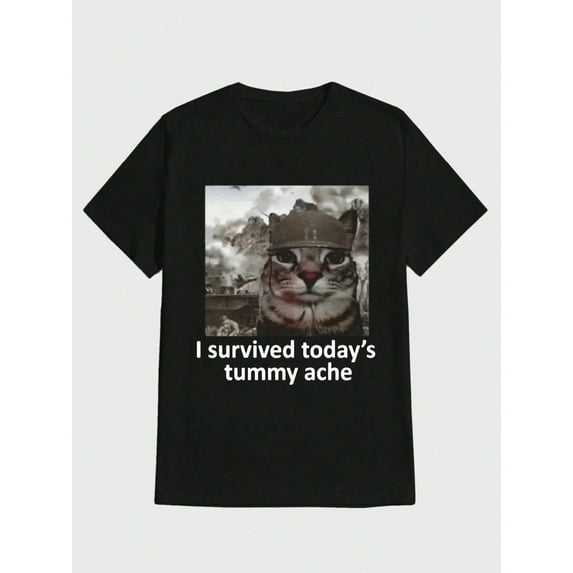 I Survived Today’s Tummy Ache T-shirt Sweat Shirt Hoodie Funny Apparel Edgy Casual Digital Print Pure Heavy Cotton T Shirt 100% Cotton