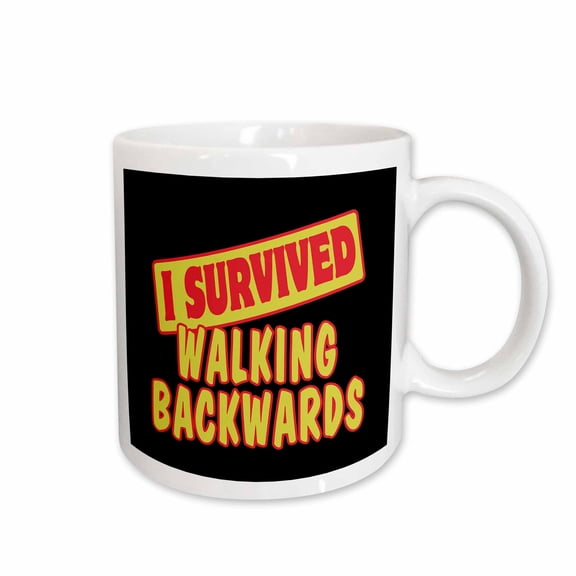 3drose, I Survived Walking Backwards Survial Pride and Humor Design, 15oz Mug