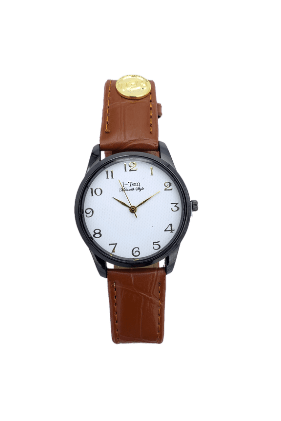 Men's 20 mm Corporate Leather Wristwatches, Brown, (I-TW493)