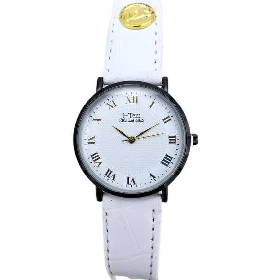 I-TEM INNOVATION BY TEMI Men's 20 mm Corporate Stainless Steel Leather Wristwatch, White