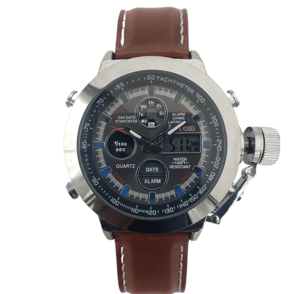 I-TEM Innovation by Temi Men's 22 mm Corporate Stainless Steel Leather ...