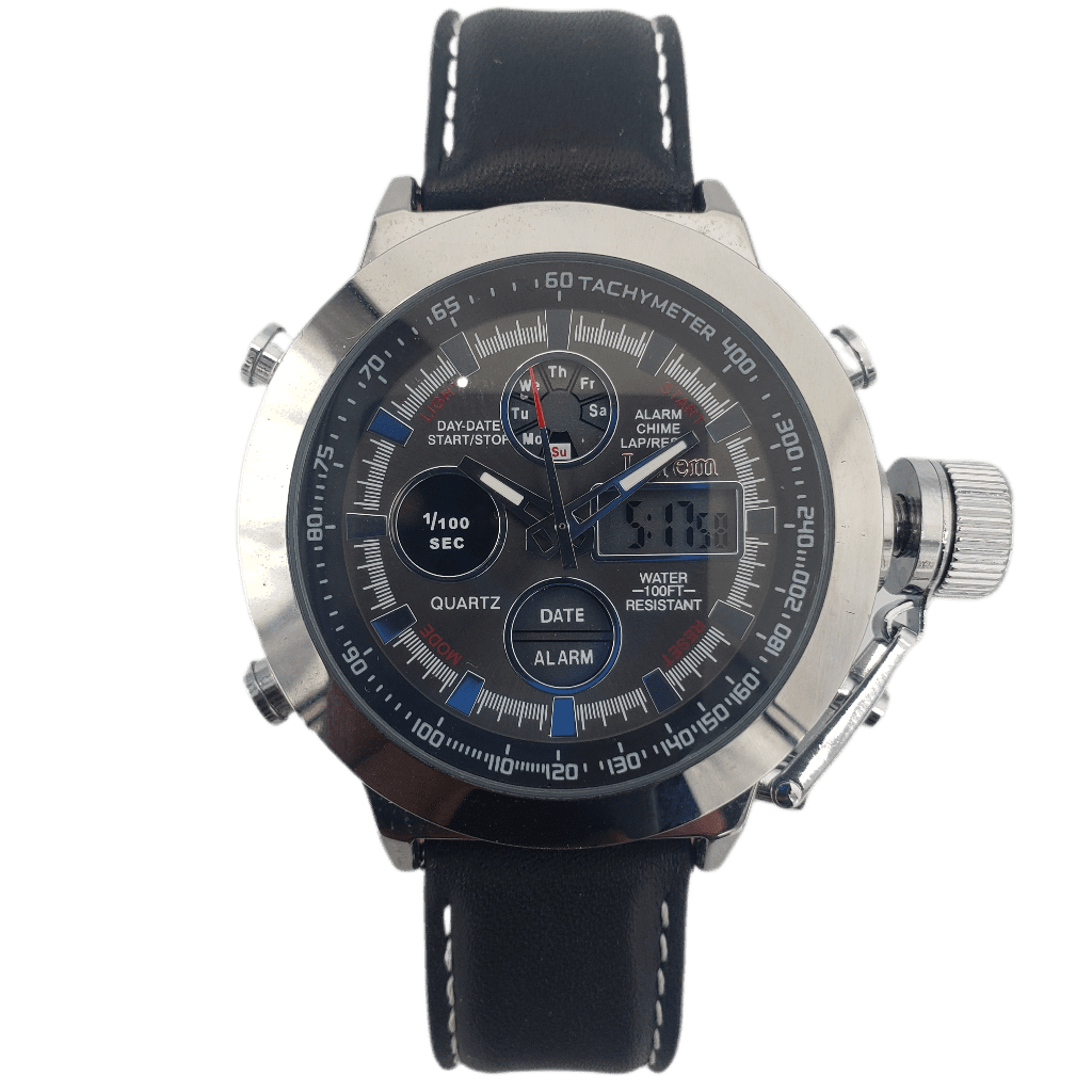 I-TEM Innovation by Temi Men's 22mm Chronograph Stainless Steel Leather ...