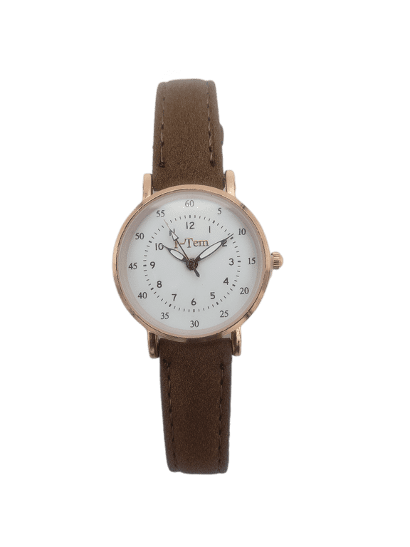 Women's 15 mm Time-goddess Stainless Steel Leather Wristwatch, Brown I-TW645