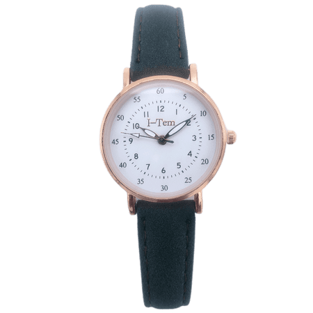 I-TEM Innovation by Temi Women's 15 mm Time-goddess Stainless Steel Leather Wristwatch, Dark Green I-TW645