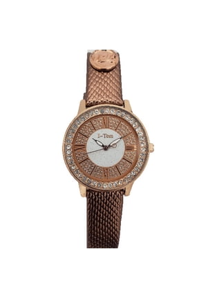 Women's 17 mm Leather Stainless Steel Quartz Watch, Brown, (I-TW870)