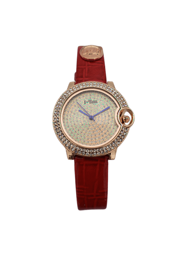 Women's 17mm Leather Stainless Steel Wristwatch, Red, I-TW500