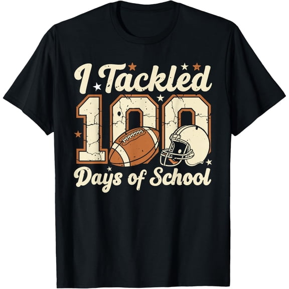 I Tackled 100 Days of School Football 100th Day Adult T-shirt