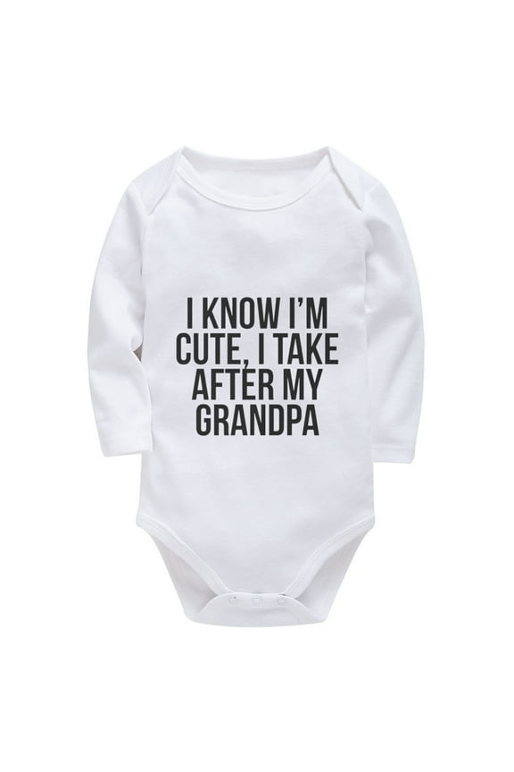 I Take After My Grandpa Newborn Baby Girl Long Sleeve Cotton Onesie White Baby Onesie 3-6 Months Unisex
