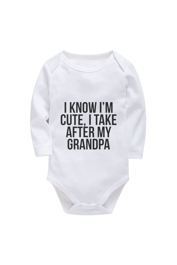 I Take After My Grandpa Outfit Newborn Long Sleeve Neutral Baby Clothes Girl White Baby Girls Onesie